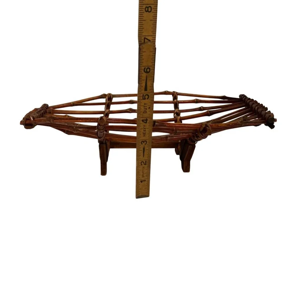 Bamboo Centerpiece Fruit Basket Rustic Home Decor.